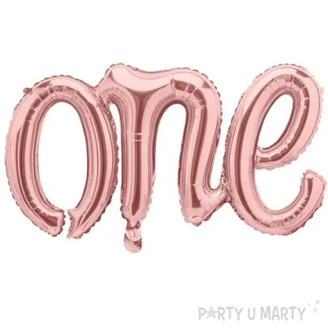 balon foliowy napis one rozowe zloto partydeco 26 shp