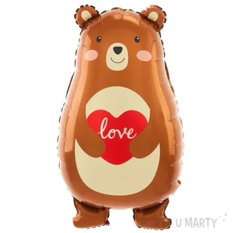 balon foliowy niedzwiadek z serduszkiem partypal 30 shp