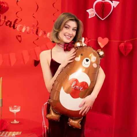 balon foliowy niedzwiadek z serduszkiem partypal 30 shp