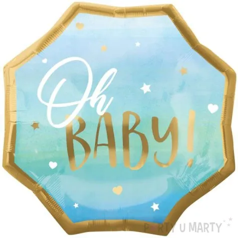 balon foliowy oh baby serca i gwiazdki blekitny amscan 22 shp