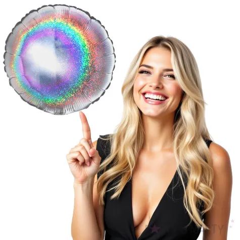 balon foliowy okrag holo srebrny grabo 18 rnd