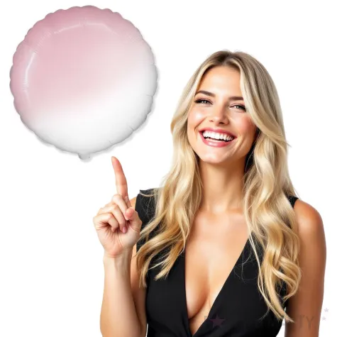 balon foliowy okragly bialo rozowy flexmetal 18 rnd