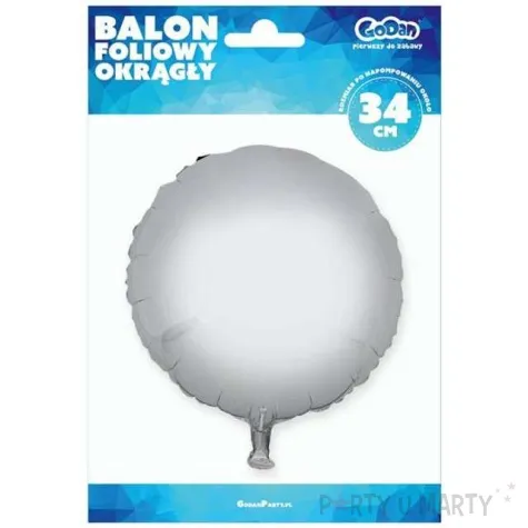 balon foliowy okragly srebrny godan 18 rnd