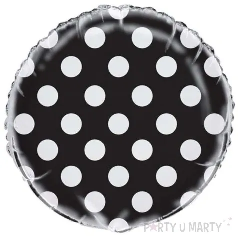 balon foliowy okragly w kropki czarny unique 18 rnd