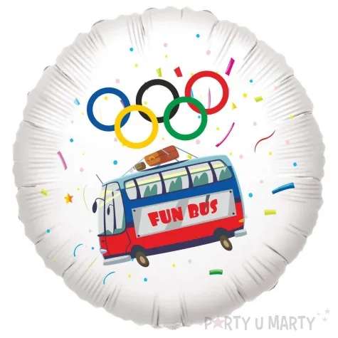 balon foliowy olimpiada paryz 2024 fun bus bialy 18 rnd