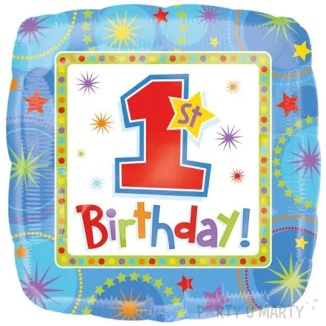 balon foliowy one derful 1 birthday blekitny amscan 18 sqr