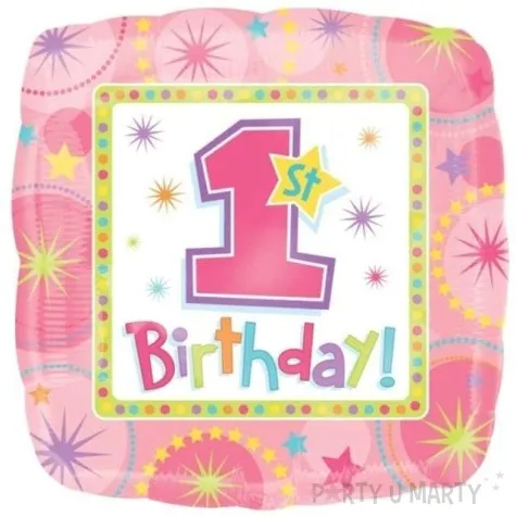 balon foliowy one derful 1 birthday rozowy amscan 18 sqr