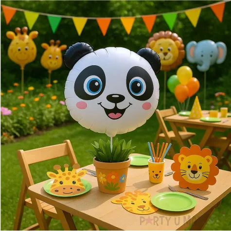balon foliowy panda z uszami bialo czarny flexmetal 10 shp