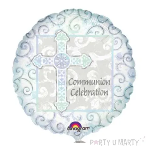 balon foliowy pierwsza komunia srebrny amscan 18 rnd