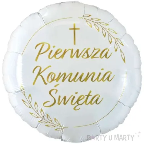 balon foliowy pierwsza komunia swieta krzyz i galazki bialy godan 18 rnd