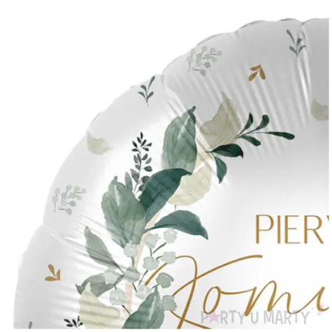 balon foliowy pierwsza komunia swieta liscie bialy premioloon 17 rnd