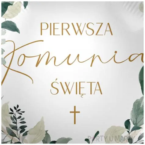 balon foliowy pierwsza komunia swieta liscie bialy premioloon 17 rnd