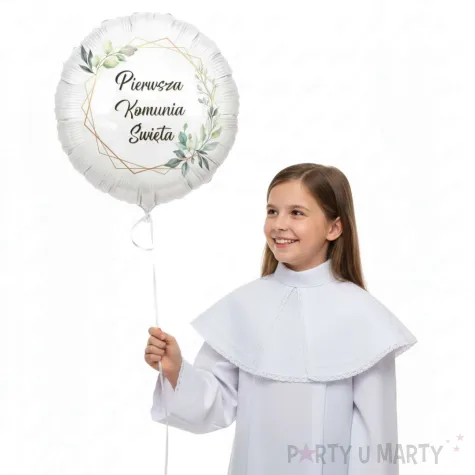 balon foliowy pierwsza komunia swieta mietowa geometria 18 rnd