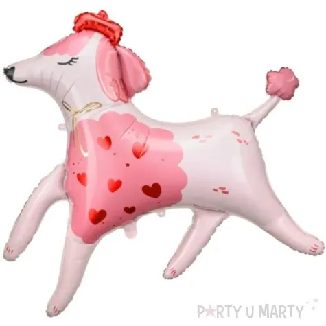 balon foliowy pies pudel z serduszkami xxl partydeco 47 shp