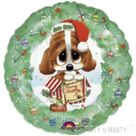 balon foliowy piesek wesolych swiat zielony amscan 18 rnd