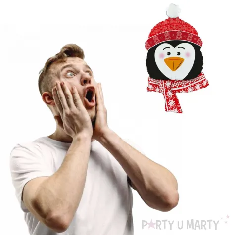 balon foliowy pingwin w czerwonej czapeczce grabo 34 shp