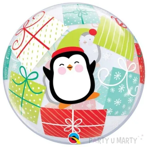 balon foliowy pingwinek i prezenty qualatex bubbles 22 orb
