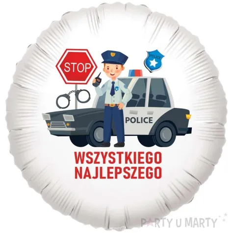 balon foliowy policjant marek wszystkiego najlepszego bialy 18 rnd