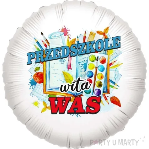 balon foliowy przedszkole wita bialy 18 rnd