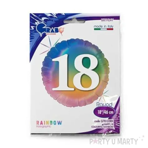 balon foliowy rainbow liczba 18 grabo 18 rnd