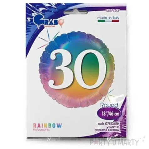 balon foliowy rainbow liczba 30 grabo 18 rnd