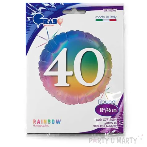 balon foliowy rainbow liczba 40 grabo 18 rnd