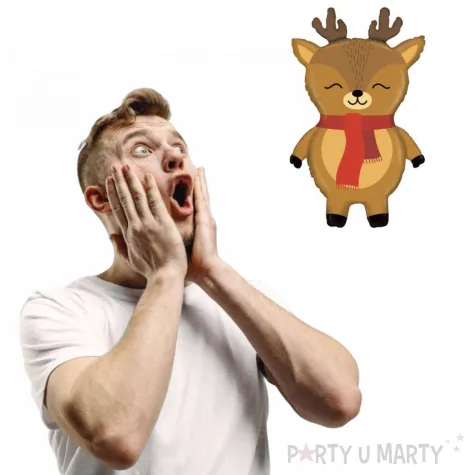 balon foliowy renifer w czerwonym szaliku betallic 29 shp