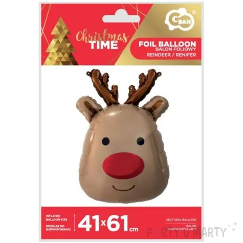 balon foliowy renifer z czerwonym nosem brazowy godan 24 shp
