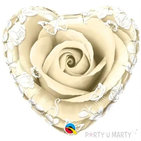 balon foliowy roza i motylki kremowy qualatex 21 hrt