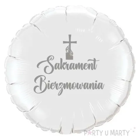 balon foliowy sakrament bierzmowania krzyz bialo srebrny 18 rnd