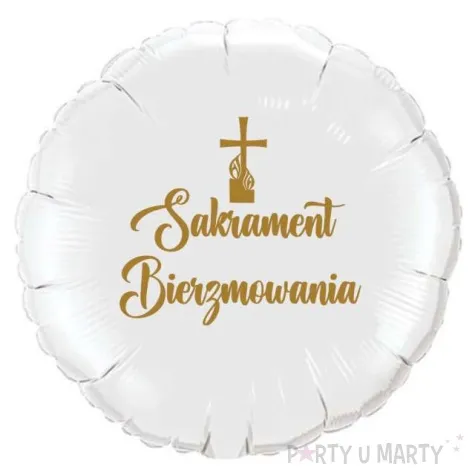 balon foliowy sakrament bierzmowania krzyz bialo zloty 18 rnd