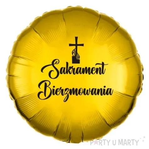 balon foliowy sakrament bierzmowania krzyz zloto czarny 18 rnd
