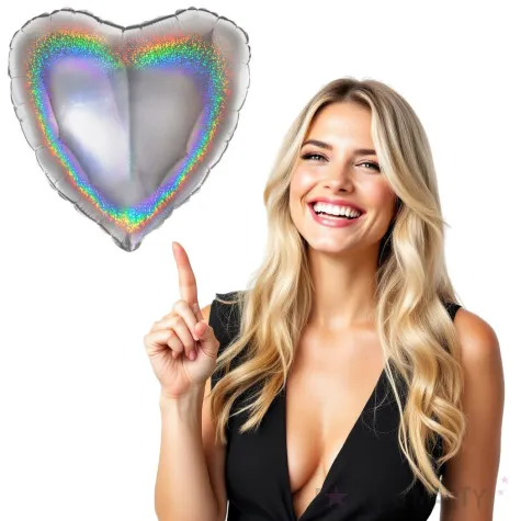 balon foliowy serca holo srebrny grabo 18 hrt