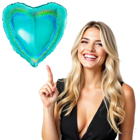 balon foliowy serca holo turkusowy grabo 18 hrt