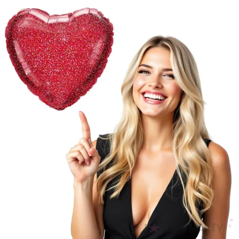 balon foliowy serce brokatowe czerwone qualatex 20 hrt