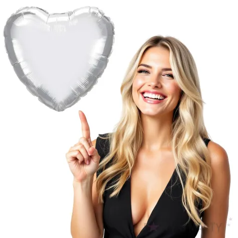 balon foliowy serce chrom srebrny qualatex 18 hrt