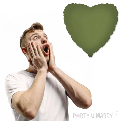 balon foliowy serce dekoracje na urodziny wesele oliwkowy matowy 18 hrt