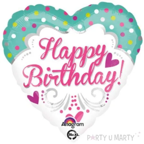 balon foliowy serce happy birthday amscan 17 hrt