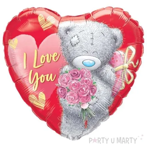 balon foliowy serce i love you z misiem qualatex 18 hrt