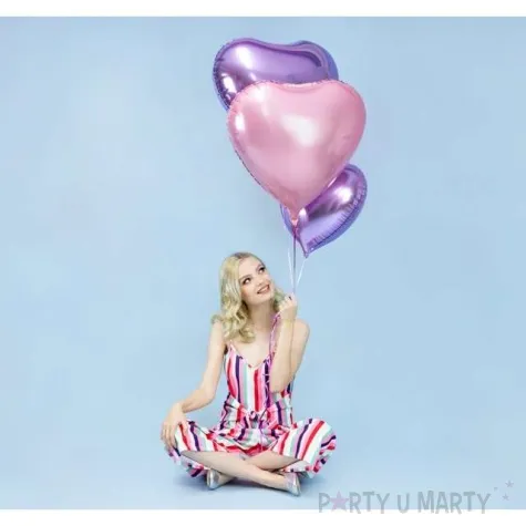 balon foliowy serce liliowy jasny partydeco 18 hrt