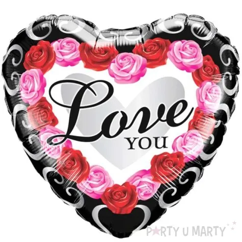 balon foliowy serce love you red rose qualatex 18 hrt