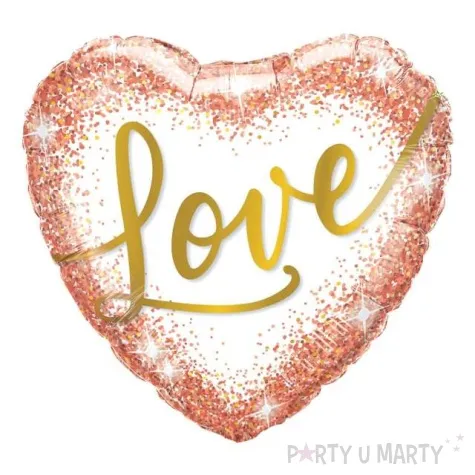 balon foliowy serce love zloty brokat qualatex 18 hrt