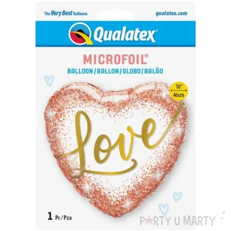 balon foliowy serce love zloty brokat qualatex 18 hrt