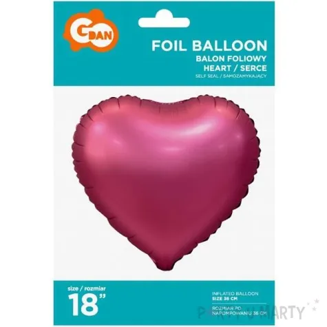 balon foliowy serce matowe rozowy godan 18 hrt