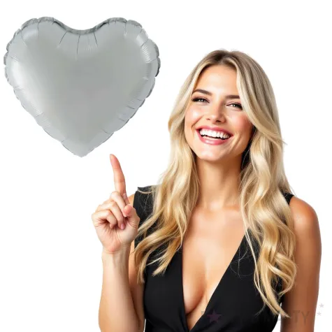 balon foliowy serce matowe srebrny partypal 18 hrt
