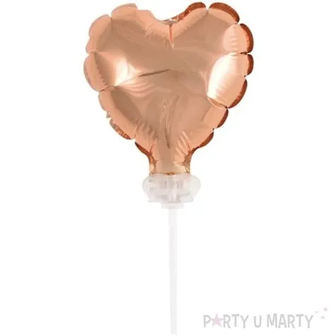 balon foliowy serce na patyczku rozowe zloto godan 3 hrt