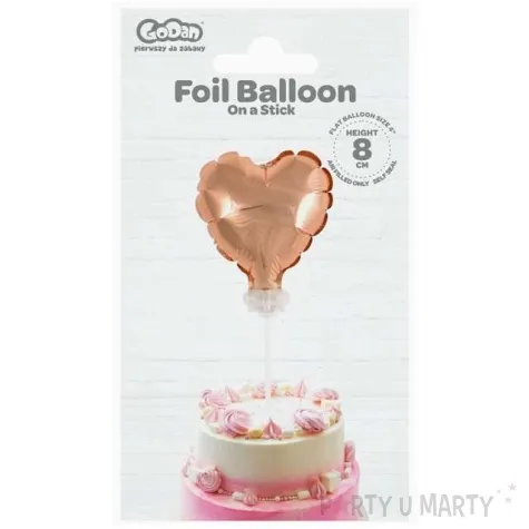 balon foliowy serce na patyczku rozowe zloto godan 3 hrt