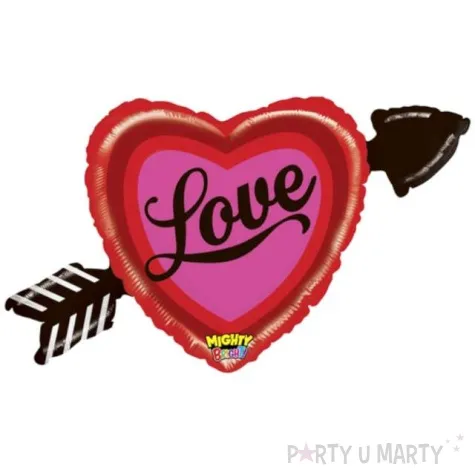 balon foliowy serce przebite strzala love rozowy betallic 36 shp
