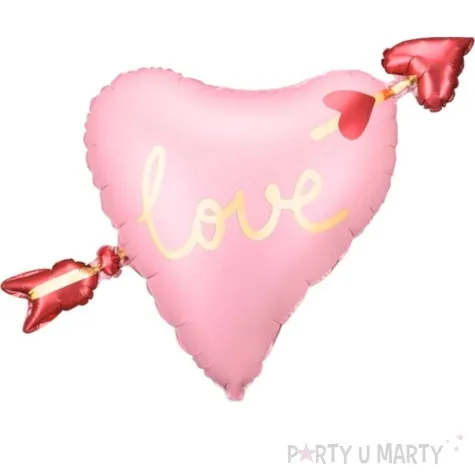 balon foliowy serce przebite strzala rozowy partydeco 21 shp