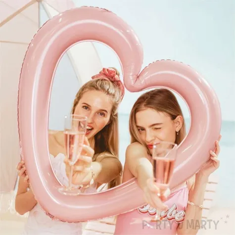 balon foliowy serce ramka rozowy jasny partydeco